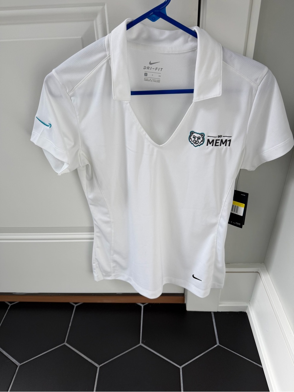 Nike White Dri-FIT Short Sleeve Polo with Amazon MEM1 Logo